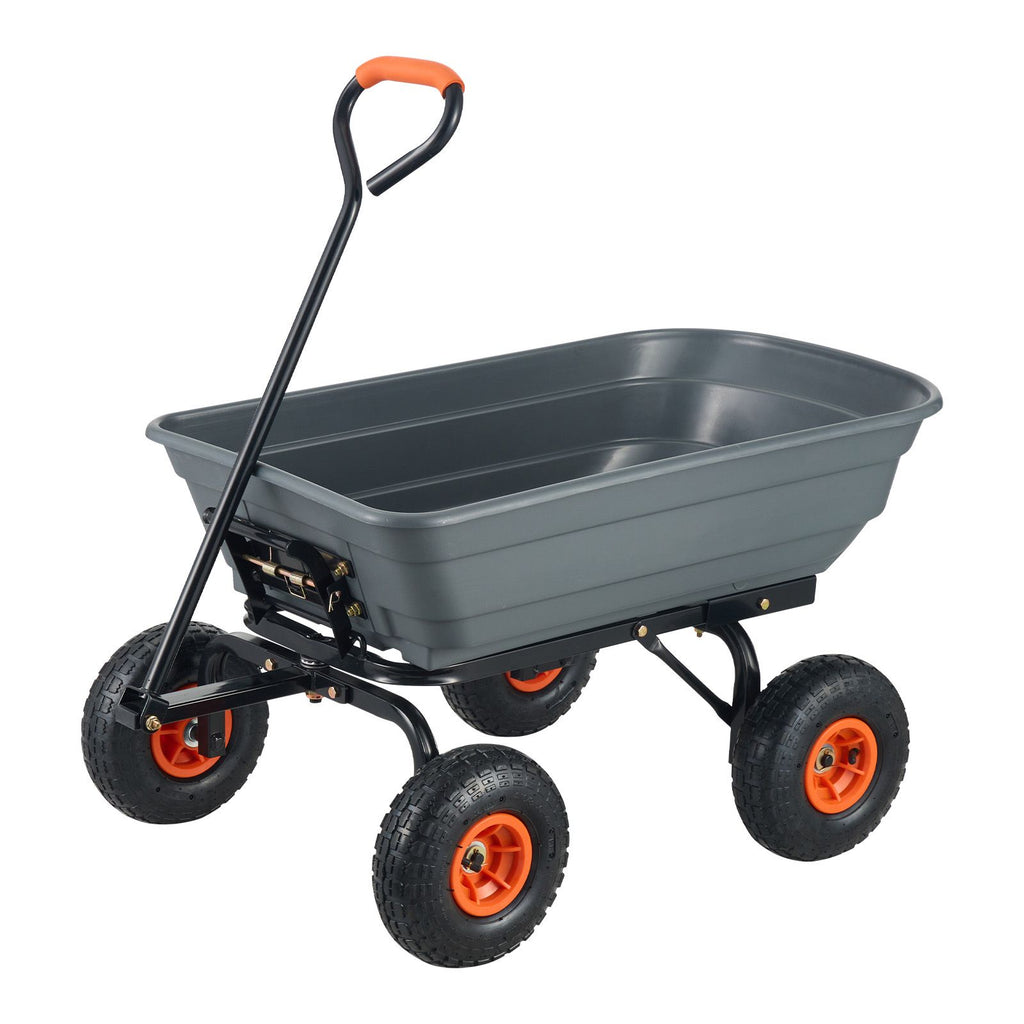 Garden Cart, Durable Poly Dump Cart with Simple Assembly Steel Framework, Versatile Dump Cart with Dual-Function Handle, Handy Wheelbarrow with 600 lbs Load Capacity, 10 inch Wheels