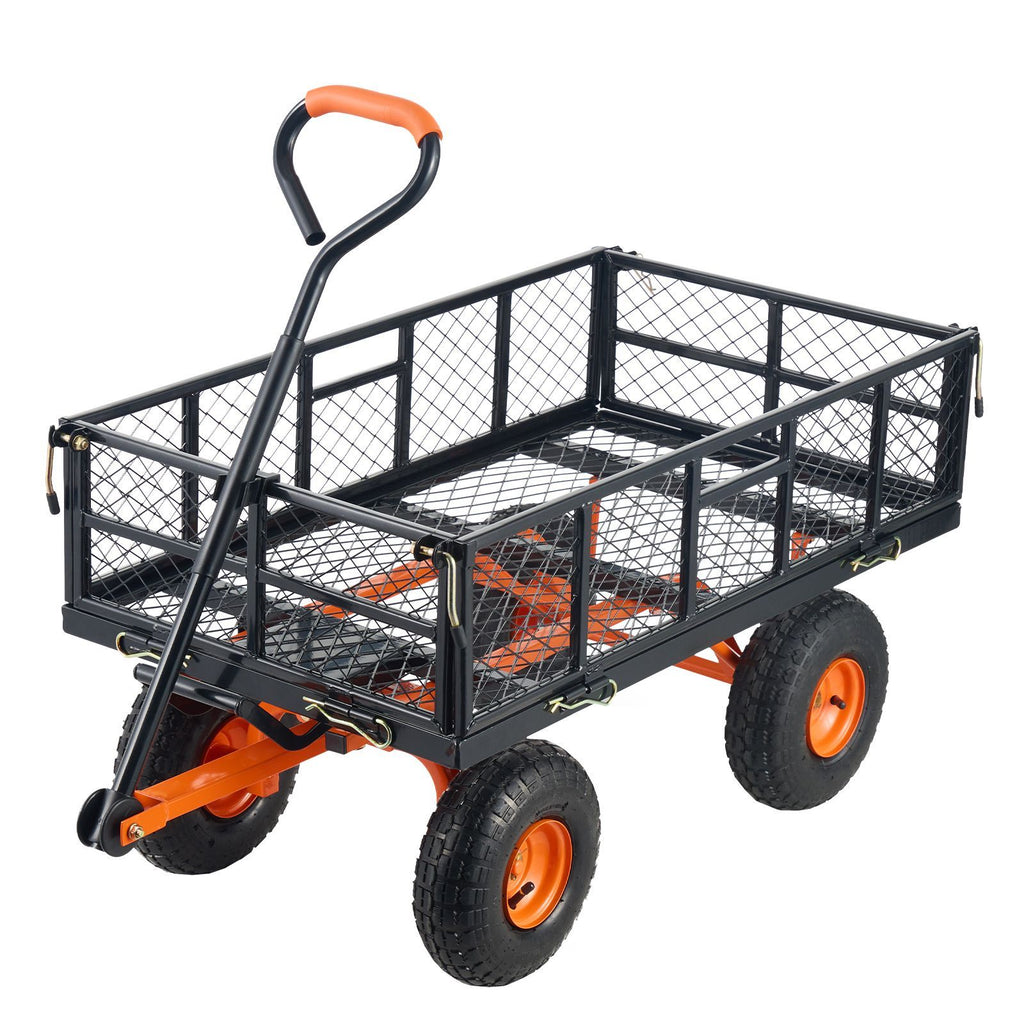 Garden Cart, Sturdy Metal Construction with Simple Assembly, Versatile Dump Cart with Dual-Function Handle, Heavy-Duty Garden Wagon, 880 lbs Load Capacity, 10" Wheels