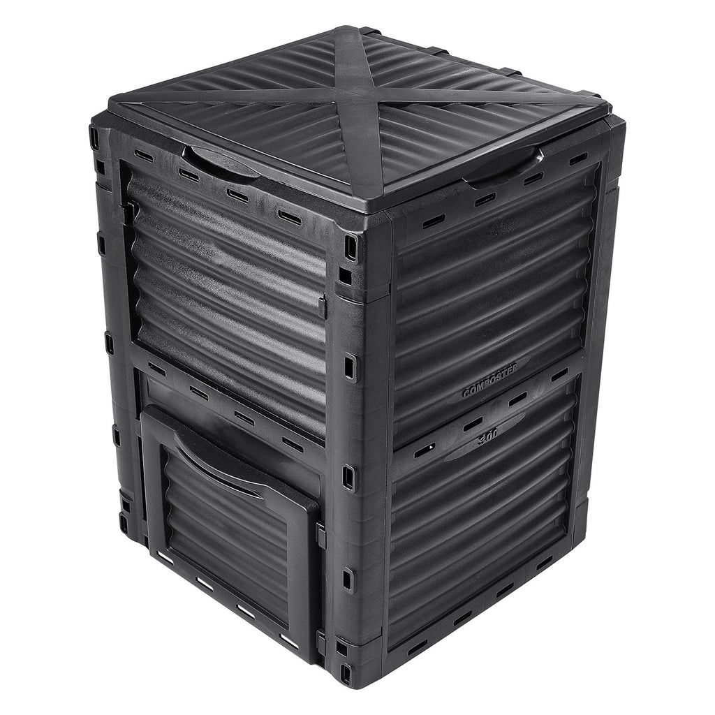 Garden Compost Bin 80 Gal, BPA Free Composter, Large Capacity Outdoor Composting Bin with Top Lid and Bottom Door, Easy Assembling, Lightweight, Fast Creation of Fertile Soil