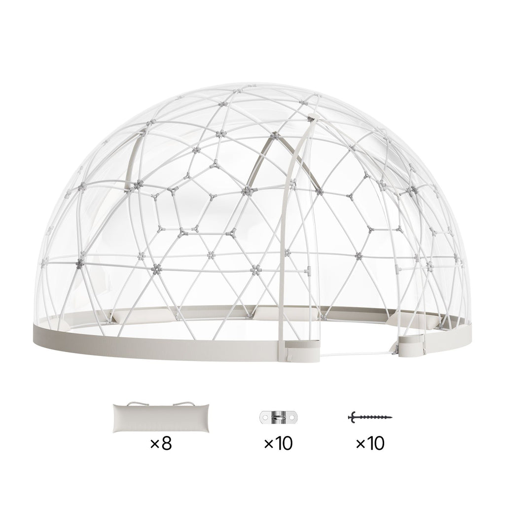Garden Dome Igloo, 12 x 7.2 ft Outdoor Clear Bubble Tent for 4-7 Person, Weatherproof Geodesic Dome Greenhouse with Window, PVC Igloo Tent for Backyard Patios Camping Party Wedding