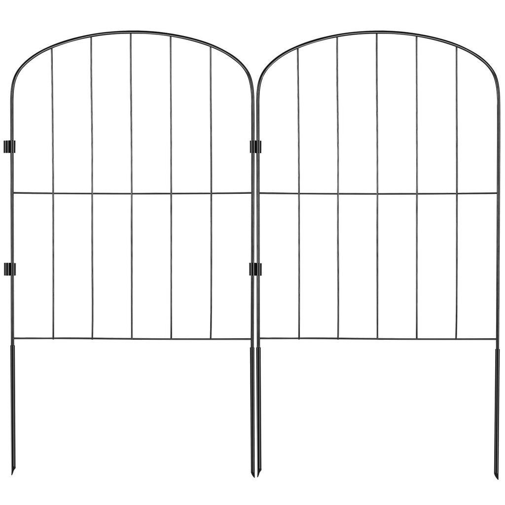 Garden Fence, 24in(H) x11ft(L) Animal Barrier Fence, Underground Decorative Garden Fencing with 2 Inch Spike Spacing, Metal Dog Fence for the Yard and Outdoor Patio, 10 Pack