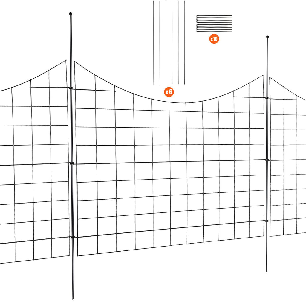 Garden Fence, 36.6in(H) x29.5in(L) Animal Barrier Fence, Underground Decorative Garden Fencing with 2.5 Inch Spike Spacing, Metal Dog Fence for the Yard and Outdoor Patio, 5 Pack