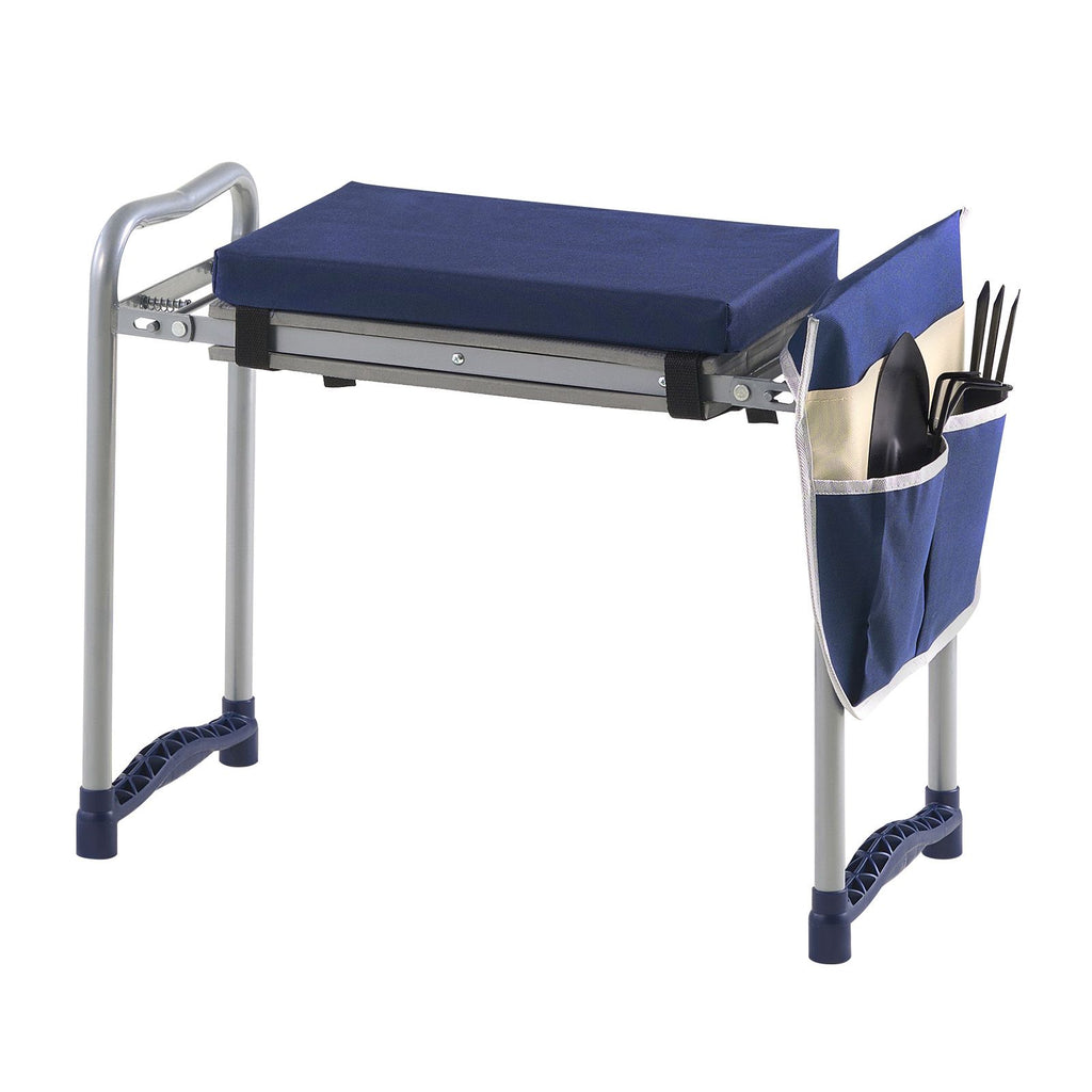 Garden Kneeler and Seat, 11 in Wide Thick Kneeling Pad, Heavy Duty Garden Kneeling Stool, Folding Garden Seat with 1 Tool Bag, Relieve Knee & Back Pain, Non-Slip Garden Bench for Grandparents