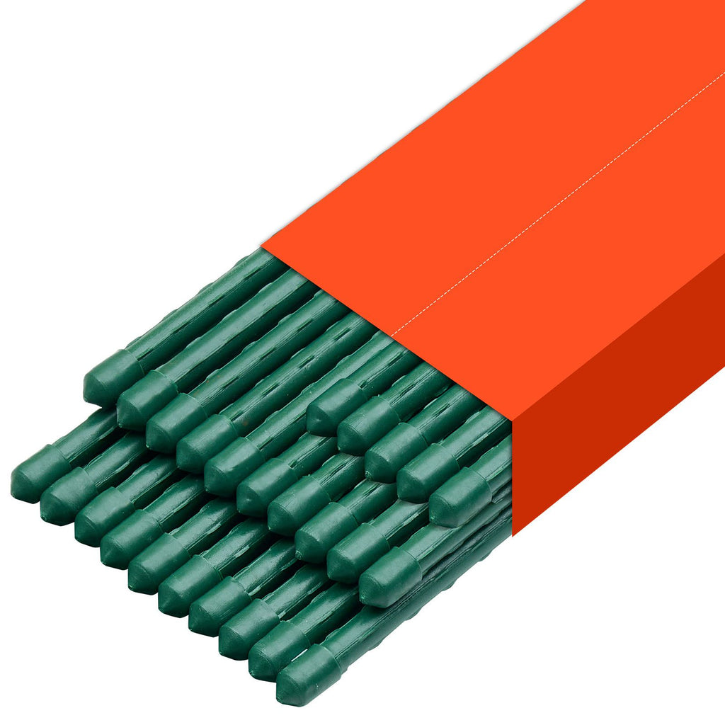 Garden Stakes, 25 Pack, 70.87 inch, Plastic Coated Metal Tomato Stakes, Garden Sticks for Plants Support, with Pointed End and Non-Slip Bumps for Growing Climbing Plants, Outdoor Vegetables