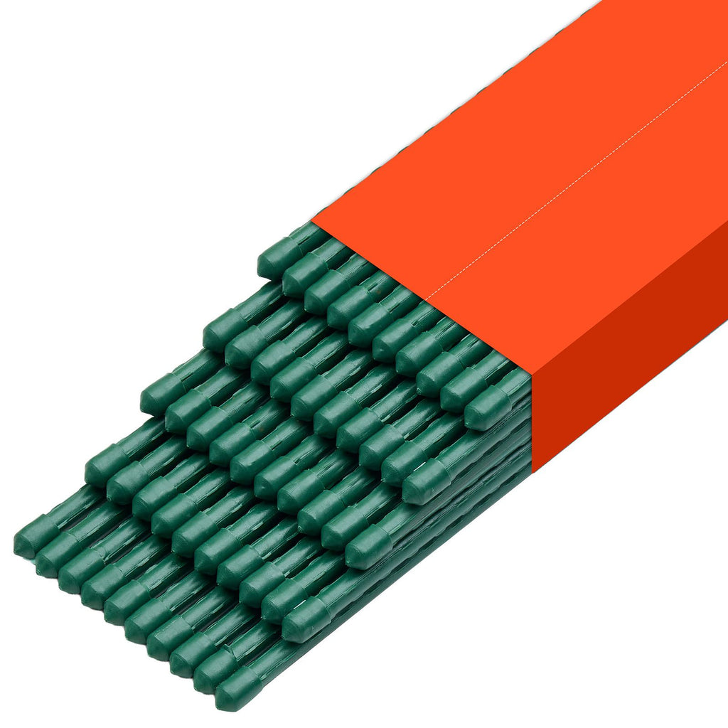 Garden Stakes, 50 Pack, 70.87 inch, Plastic Coated Metal Tomato Stakes, Garden Sticks for Plants Support, with Pointed End and Non-Slip Bumps for Growing Climbing Plants, Outdoor Vegetables