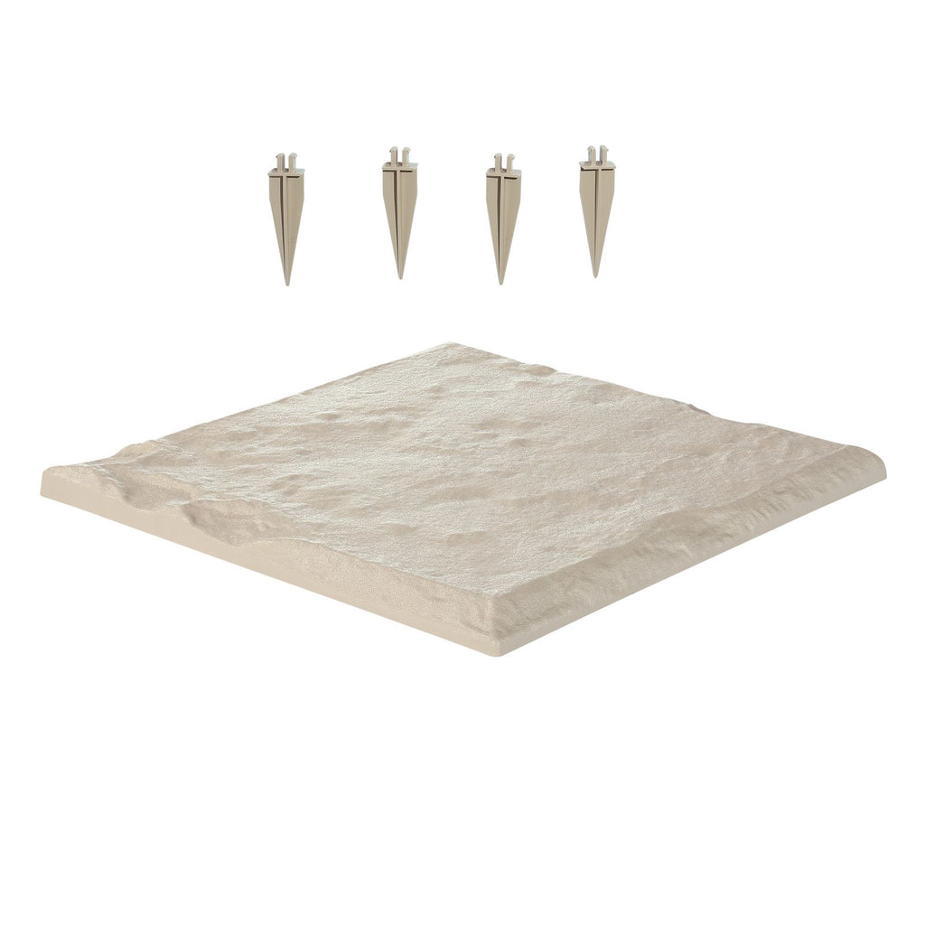 Garden Stepping Stones, 16Pcs 15.5 x 15.5 in, Decorative Stepping Stones with Stakes, Weather-Resistant Plastic Pathway Pavers, Smooth Surface, Outdoor Walkway for Lawn Patio Landscape, Beige