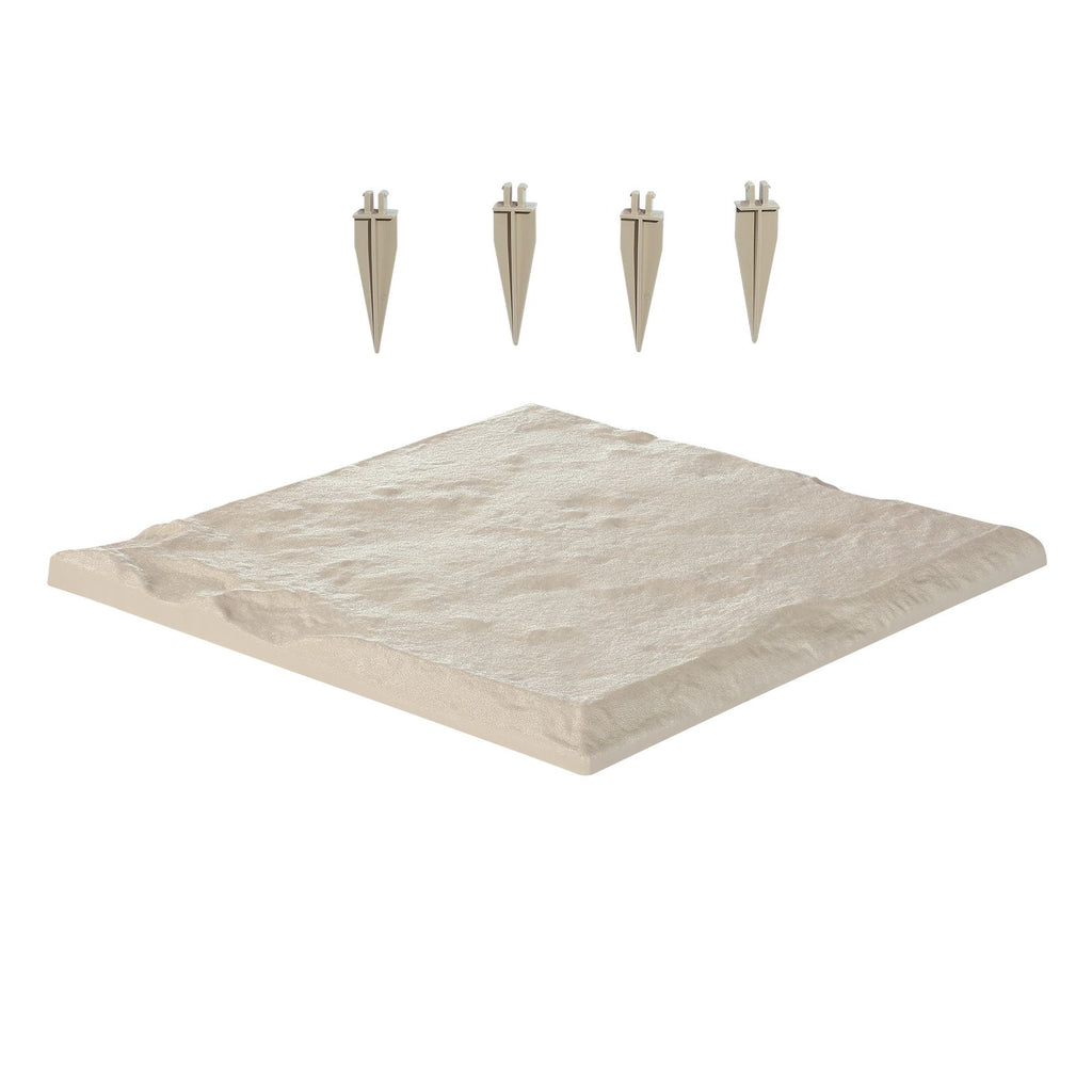 Garden Stepping Stones, 4Pcs 15.5 x 15.5 in, Decorative Stepping Stones with Stakes, Weather-Resistant Plastic Pathway Pavers, Smooth Surface, Outdoor Walkway for Lawn Patio Landscape, Beige