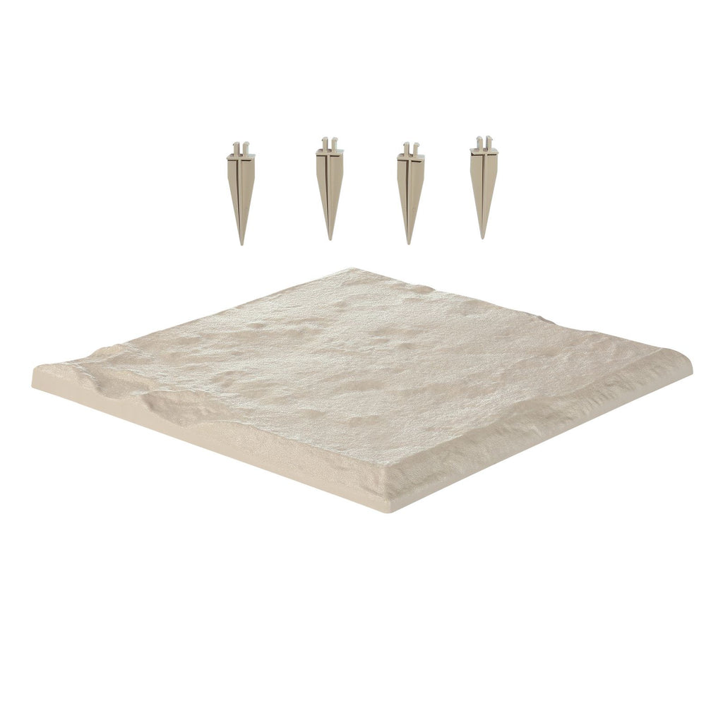 Garden Stepping Stones, 8Pcs 15.5 x 15.5 in, Decorative Stepping Stones with Stakes, Weather-Resistant Plastic Pathway Pavers, Smooth Surface, Outdoor Walkway for Lawn Patio Landscape, Beige