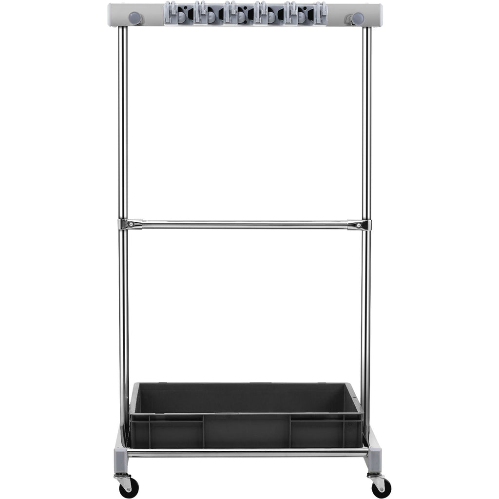 Garden Tool Organizer, 10 Slots with Hooks, Yard Tool Tower Rack with Wheels for Garage Organization and Storage, Hold Long-Handled Tool/Rake/Broom, Metal Tool Stand Holder for Shed, Outdoor