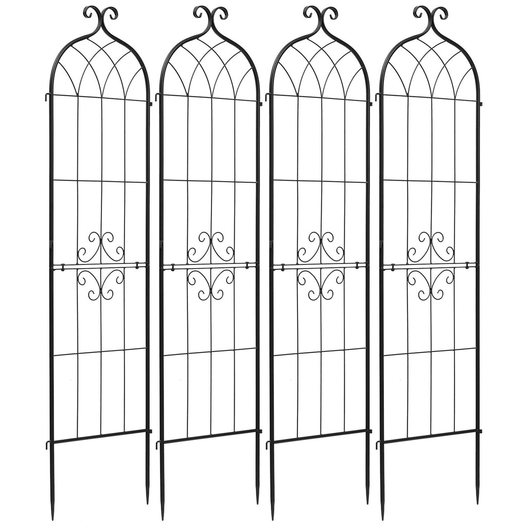 Garden Trellis, 60 x 15 inch Rose Trellis, 4 Packs Garden Flower Rose Trellises with Powder-Coated Finish & Convenient Locking Design, Plant Support Trellises for Flowers, Vegetables, Roses
