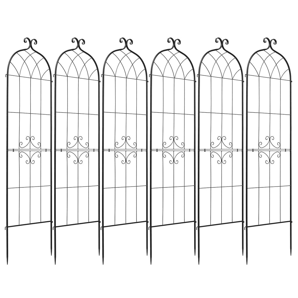 Garden Trellis, 71 x 20 inch Rose Trellis, 6 Packs Garden Flower Rose Trellises with Powder-Coated Finish & Convenient Locking Design, Plant Support Trellises for Flowers, Vegetables, Roses