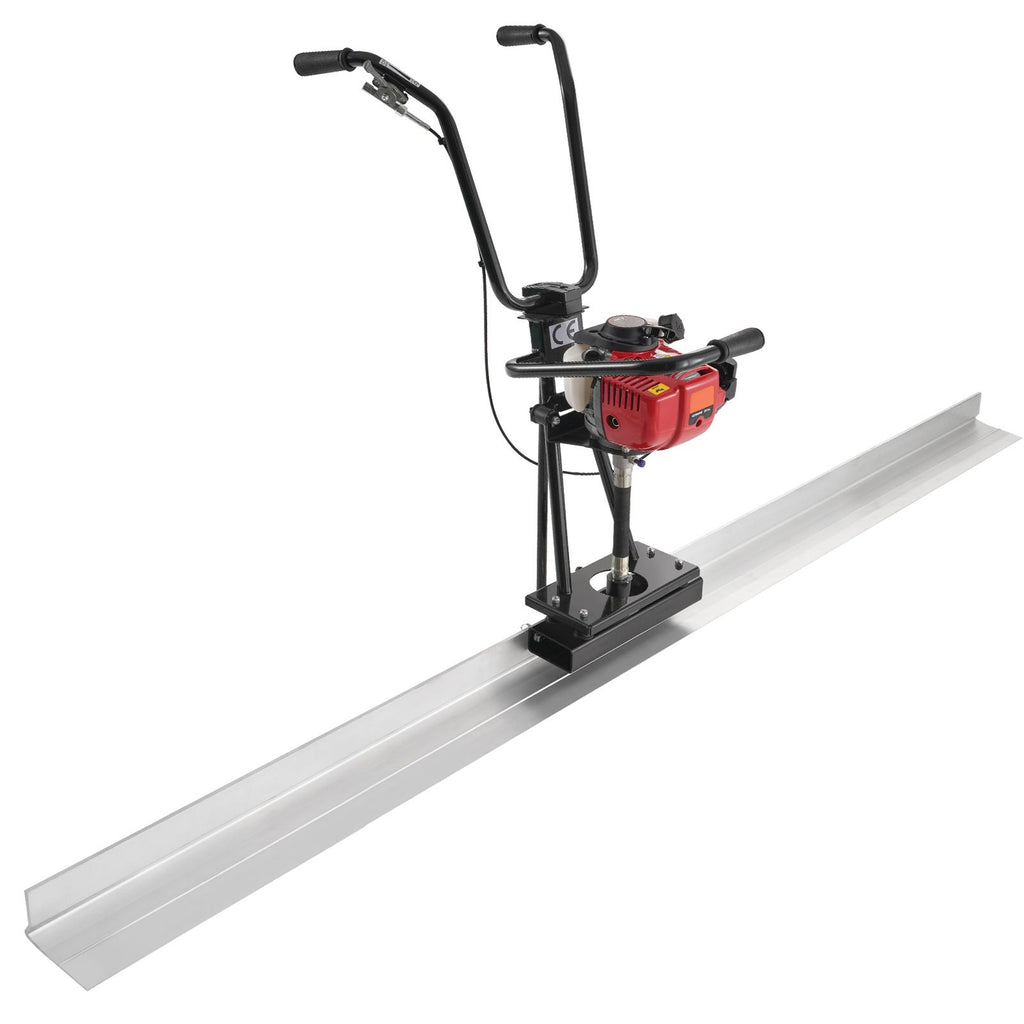 Gas Concrete Power Screed, 8ft Aluminum Board Straight Edge Bar Set, 4 Stroke Cement Finishing Vibrating Motor with Height Adjustable Handles, High Efficient Concrete Tools 6500RPM