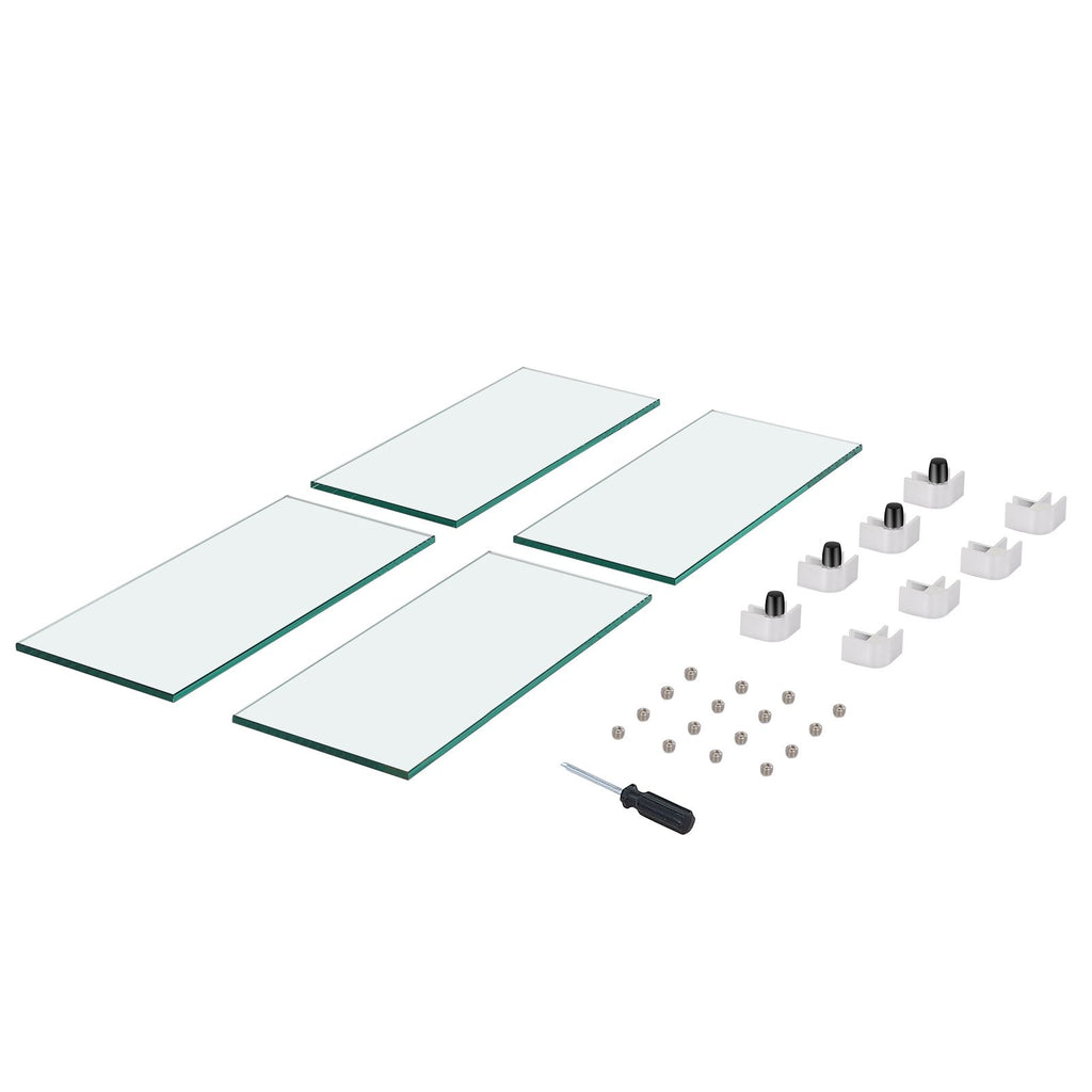 Gas Fire Pit Wind Guard for Square Fire Table, 21 x 21 x 7.5 inch Clear Tempered Wind Guard for Firepits, 0.31 inch Thick Square Glass Shield, Glass Panel with Hard Corner Bracket & Feet