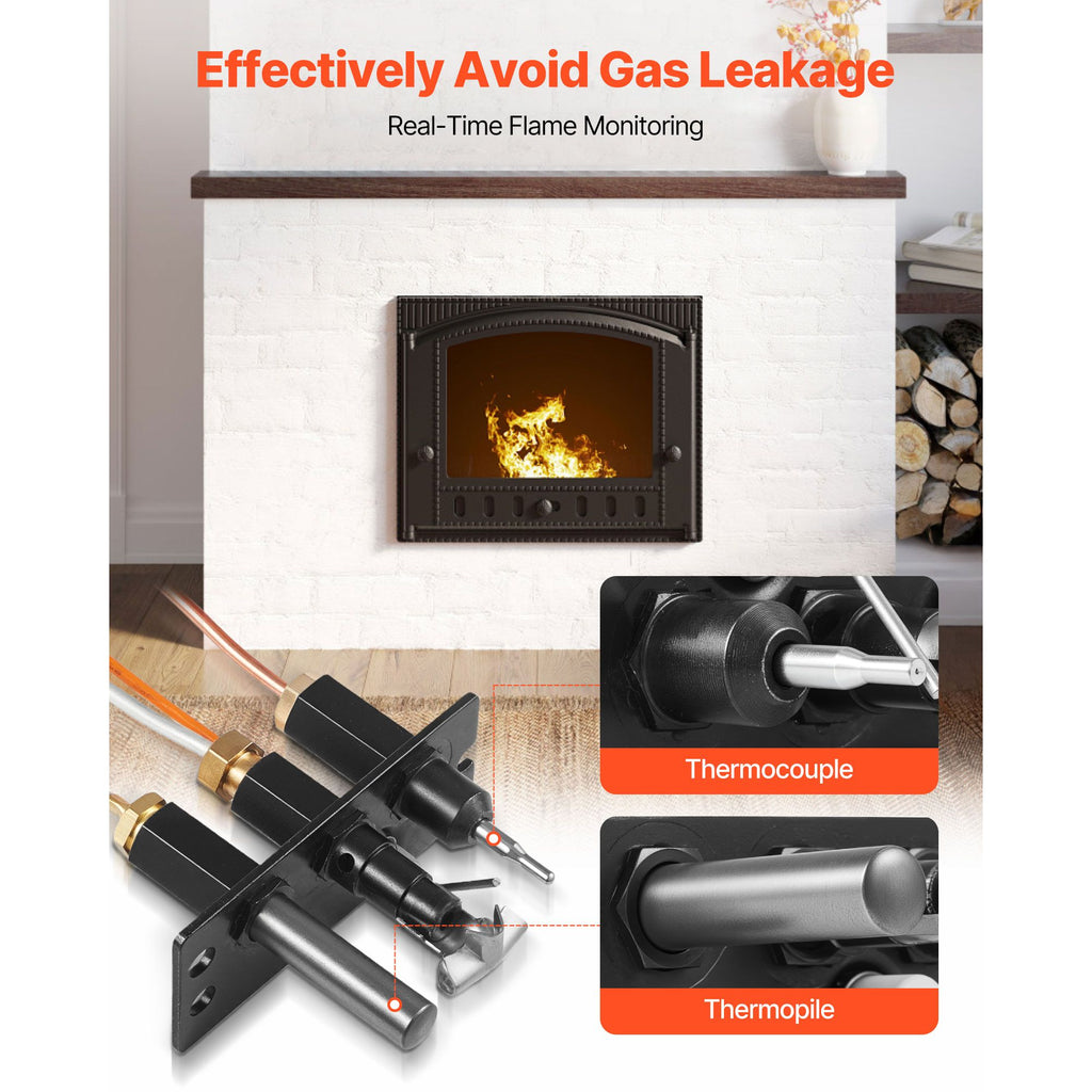 Gas Pilot Assembly, OE 485-510A,4021-736,2103-010 Fireplace Gas Pilot Assembly Kit, Natural Gas Ignition Replacement, Compatible with Quadra-Fire, Heat & Glo, Heatilator Models,Black