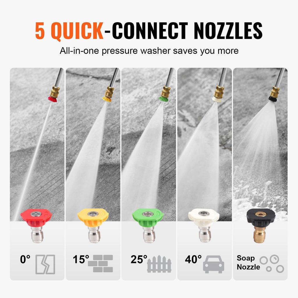 Gas Pressure Washer, 3500 PSI 2.6 GPM, Gas Powered Pressure Washer with Aluminum Pump, Spray Gun and Extension Wand, 5 Nozzle Set, for Fences, Homes, Driveways, Patios, Furniture, Horizontal