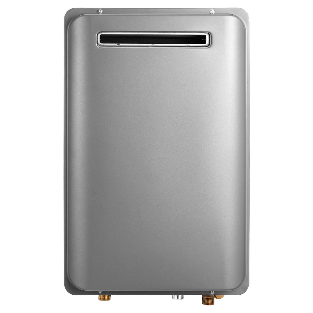 Gas Tankless Water Heater, 5.3Gal Outdoor 120000 BTU Instant Hot Water Heater, Smart Temperature Control & 3/4 inch NPT Interface& Multiple Security Protections for Whole House, Silver Gray