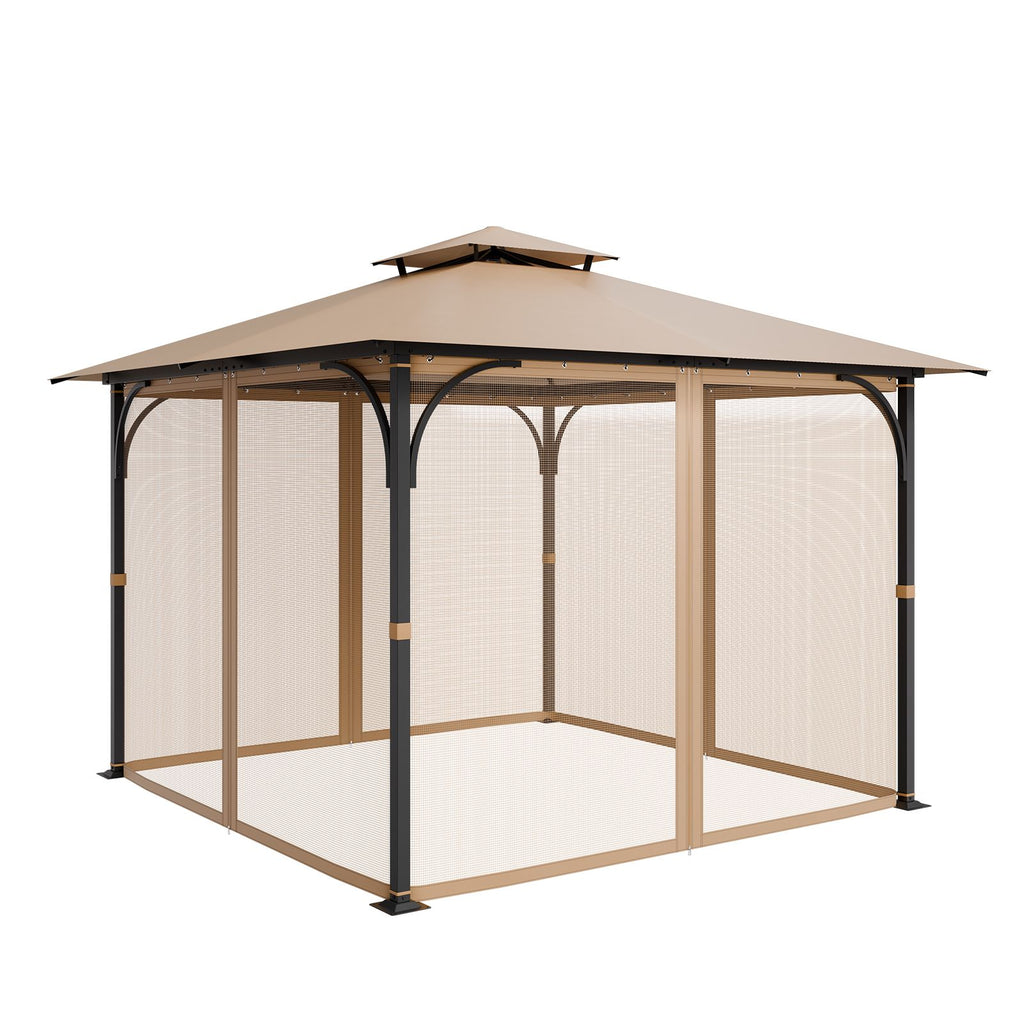 Gazebo Netting Replacement, Fit Most 10 x 10 x 7 FT Gazebo Curtain, Outdoor Garden Net, 4-Panel Sidewall Mesh Net, Patio Midge Netting with Double Zipper, Canopy Screen (Netting Only)