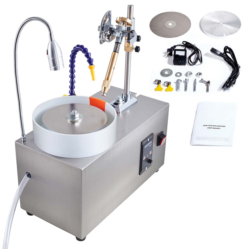 Gem Faceting Machine, 180W Jade Grinding Polishing Machine 0-2980RPM Adjustable Rotating Speed, Rock Jewel Angle Polisher with Precise Mechanical Manipulator & Scale Gem Jade Stone Crystal