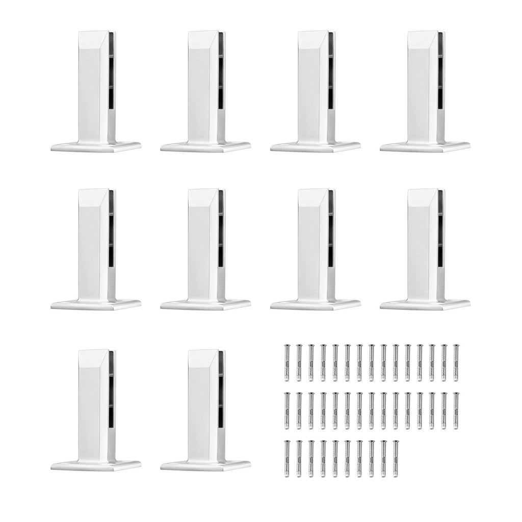 Glass Clamp, 10 PCS Square Glass Railing Bracket for 0.31 "-0.47 " Tempered Glass, 304 Stainless Steel Glass Mounting Clamp, 0.12' Thick Glass Shelf Bracket for Balcony, Garden, Stair, Silver