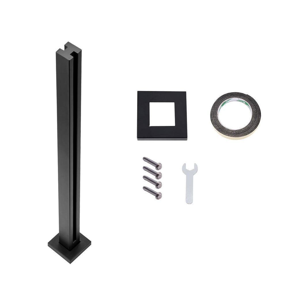 Glass Clamp, 37.4" Height Glass Railing Bracket for 0.39 "-0.47 " Thickness Tempered Glass, 304 Stainless Steel Glass Mounting Clamp, Glass Shelf Bracket for Balcony, Garden, Deck, Stair, Black