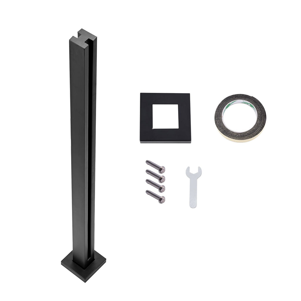 Glass Clamp, 41.34" Height Glass Railing Bracket for 0.39 "-0.47 " Thickness Tempered Glass, 304 Stainless Steel Glass Mounting Clamp, Glass Shelf Bracket for Balcony, Garden, Deck, Stair, Black