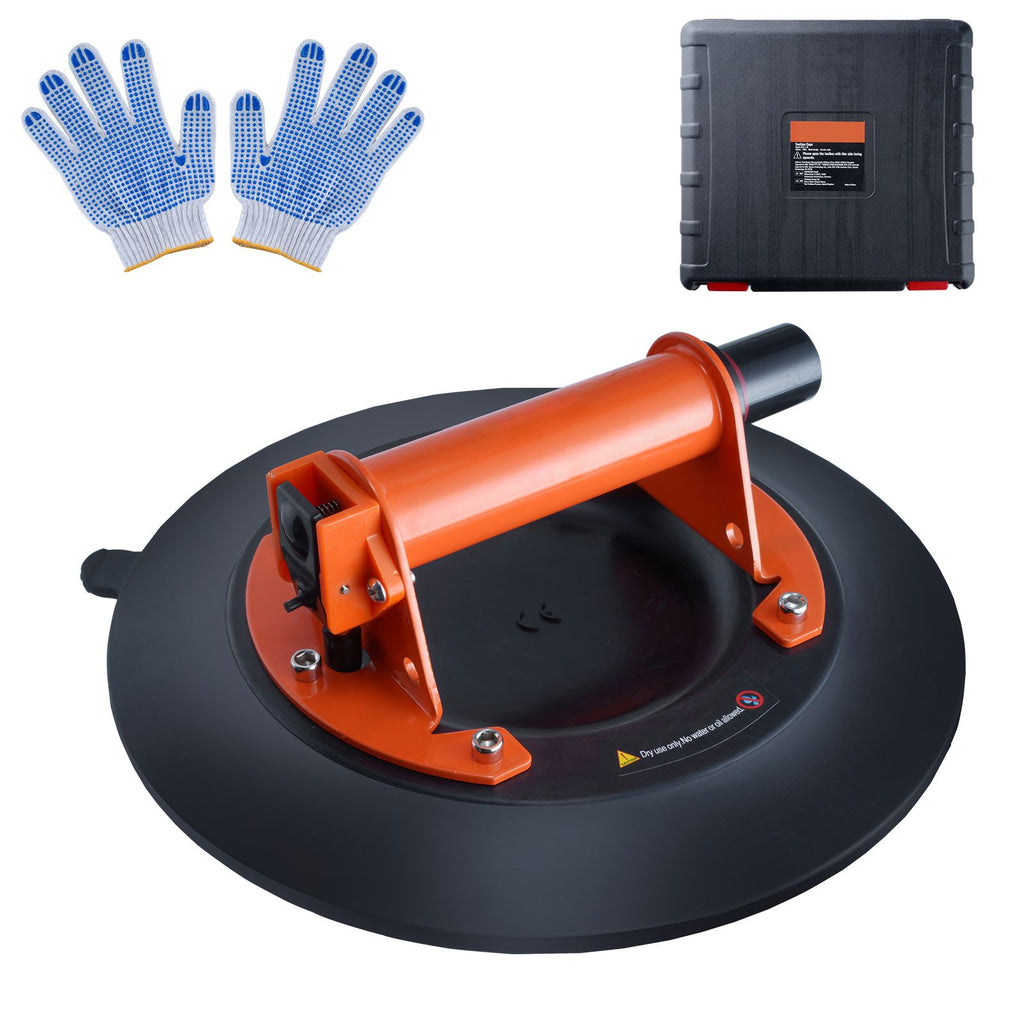 Glass Suction Cup, 10" 990 lbs Load Capacity, Vacuum Suction Cup with Steel Handle & Carry Box, Heavy Duty Industrial Suction Cup Lifter Tool for Glass, Granite, Tile, Metal, Wood Panel Lifting