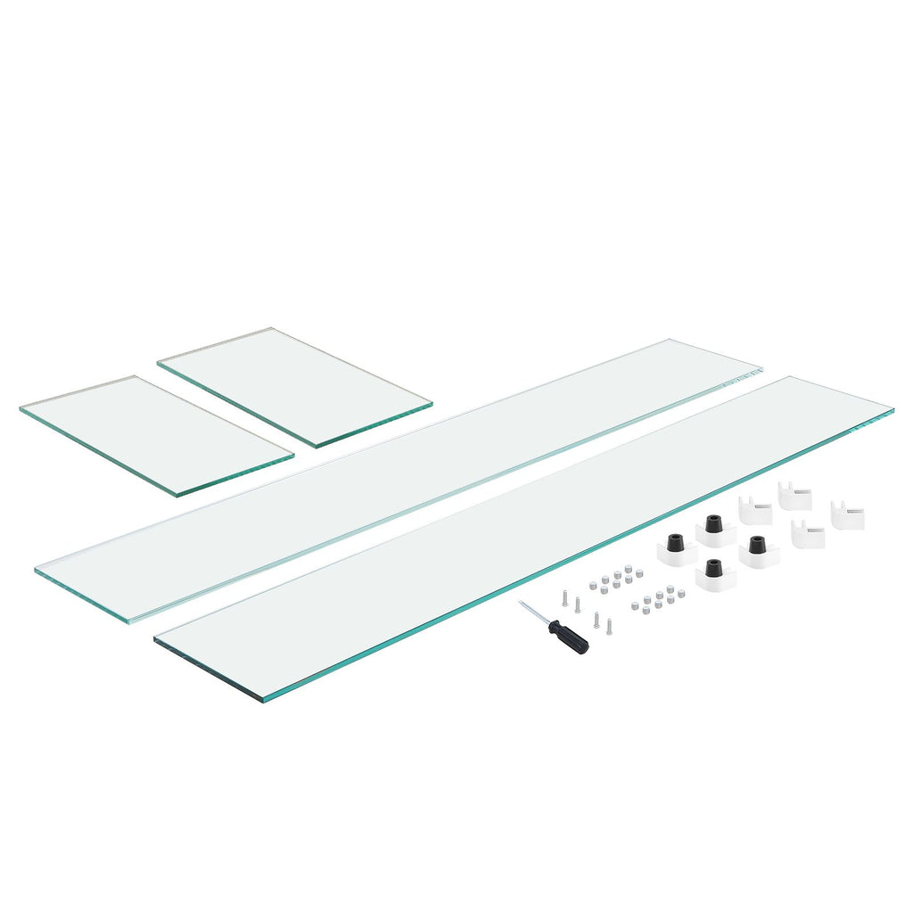 Glass Wind Guard for Rectangular Fire Pit Table 29 x 13 x 6.5 Inch, 0.31 inch Thick and Sturdy Tempered Glass Panel with Hard Aluminum Corner Bracket & Rubber Feet, Easy to Assemble