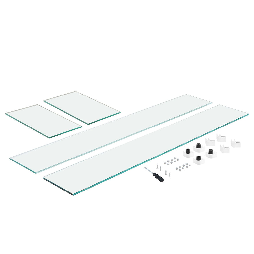 Glass Wind Guard for Rectangular Fire Pit Table 44 x 14 x 7.5 Inch, 0.31 inch Thick and Sturdy Tempered Glass Panel with Hard Aluminum Corner Bracket & Rubber Feet, Easy to Assemble