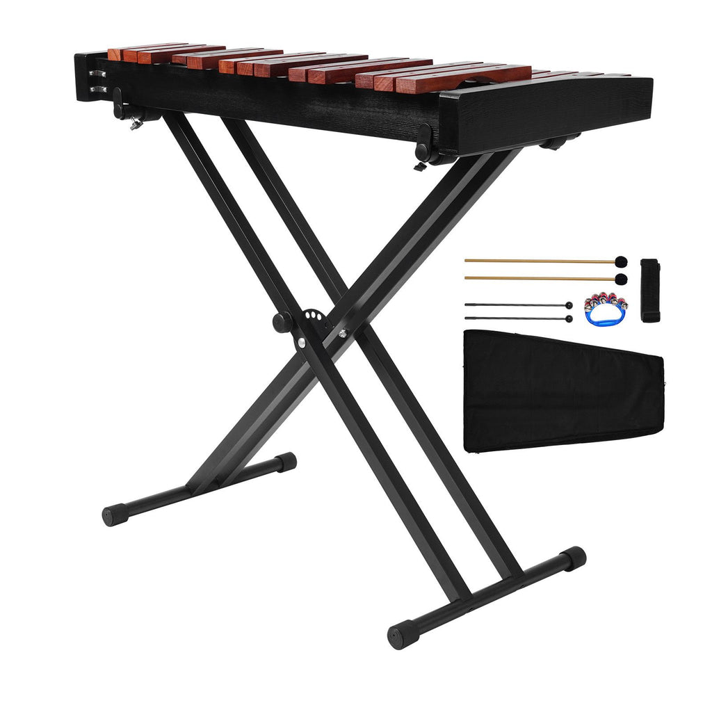 Glockenspiel Xylophone, 32 Notes, Wooden Professional Xylophone Percussion Instrument, with Height Adjustable Stand, 4 Mallets, Carrying Bag, Beginner Musical Instrument Kit for Adults and Kids