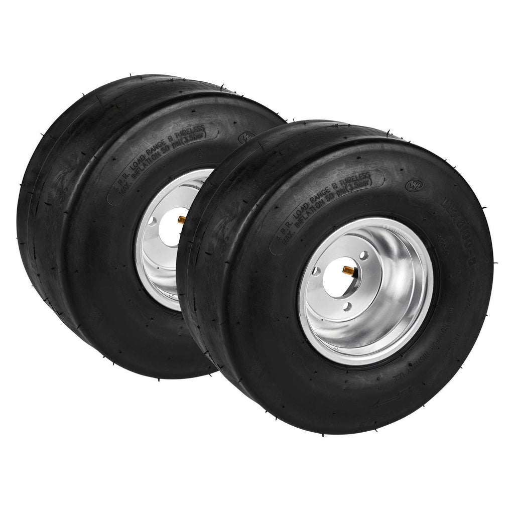 Go Kart Tires and Rims, 11x6-5" Go Kart Wheels, 2-Pack Rear Wheels, Aluminum Alloy Rims and Rubber Tires, Hub-Rim Fit Bolt Pattern 1.57 inch with 3 Bolt Holes, Replacement Pneumatic Tire