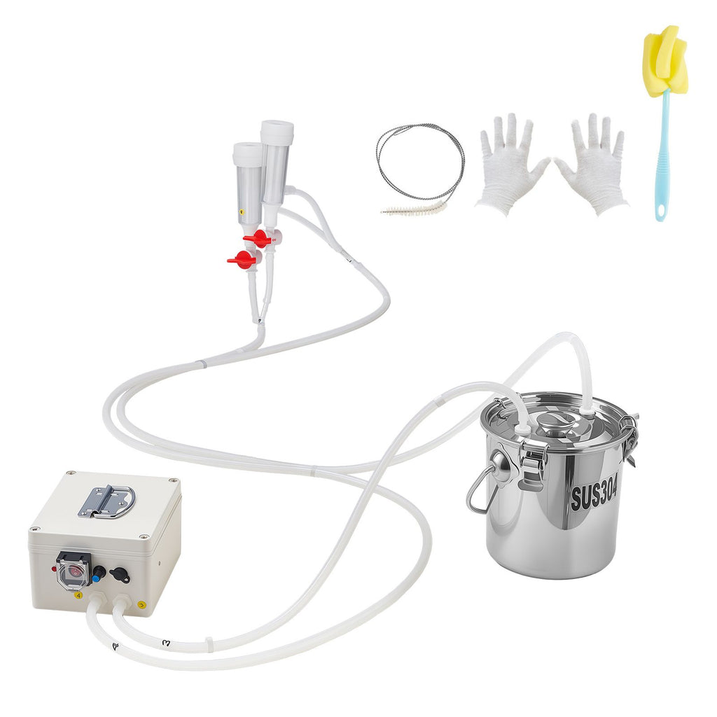 Goat Milking Machine, 0.8 Gal / 3 L Food-Grade Stainless Steel Bucket, with 5200 mAh Rechargeable Battery, 2 Teat Cups, Cordless Portable Pulsation Vaccum Electric Milking Machine for Goats Only