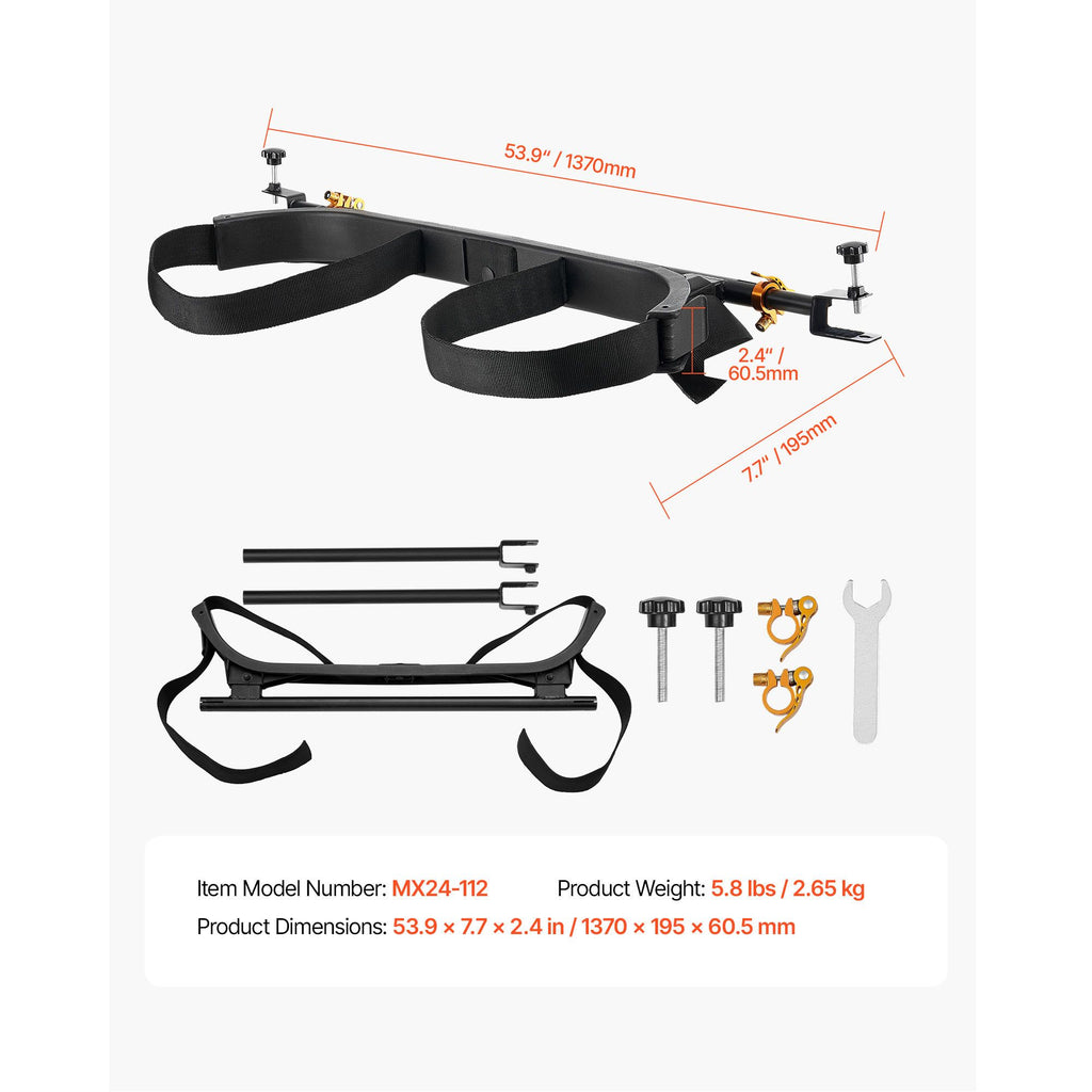Golf Cart Bag Holder, 53.9 x 7.7 x 2.4 Inch, Compatible with Most 2+2 Golf Cart Rear Seat with 1.2-Inch Square Tubes, Adjustable Rear Seat Carts Club Holder with Strap, No Drilling Required