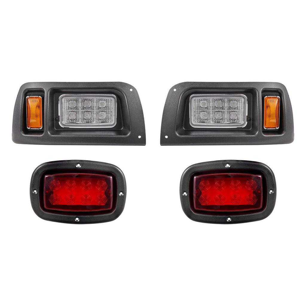Golf Cart Light Kit, 12 Volt, Street Legal LED Headlight and Taillight Kit with Wiring Harness, Turn Signals, Hazard Light, Switch Horn, Brake Pad, Zip Ties, ABS Housing, for Club Car DS 1993-Up