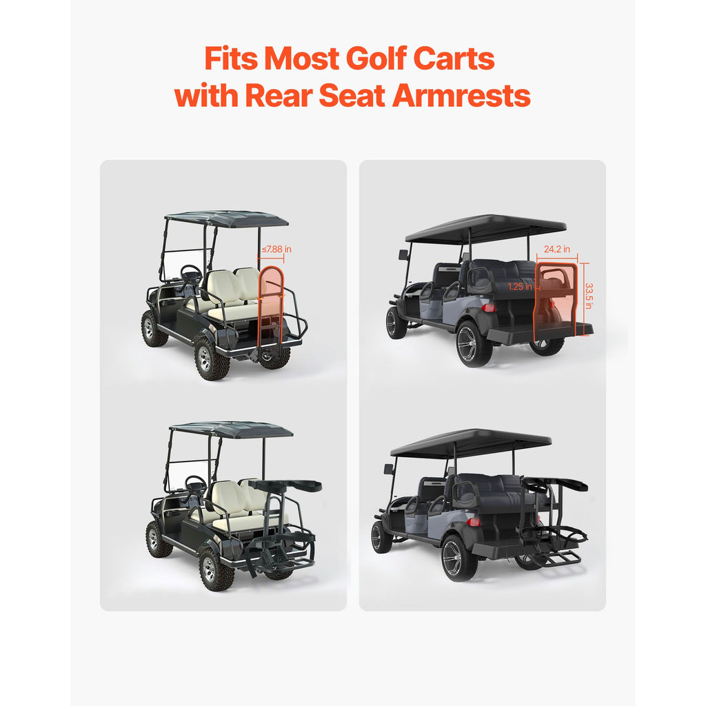 Golf Cart Rear Seat Bag Holder, 27.8 x 16.1 x 30.9 inch, Compatible with Most Golf Carts with Rear Seat Grab Bar, Space-Saving Carbon Steel Bag Holder Bracket, No-Drilling Installation, Black image 2