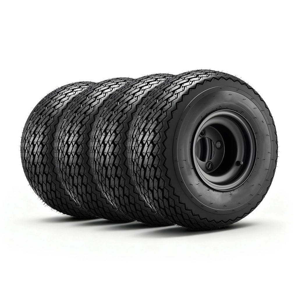 Golf Cart Wheels, 8" 18x8.50-8 Black Steel Golf Cart Tires and Wheels Combo (Set of 4) Fit Club Car, EZGO, Yamaha, 4 Ply Rubber 4-Lug Lawn Mower Tires & Rims Assembly, 800 lbs Load, All-Terrain