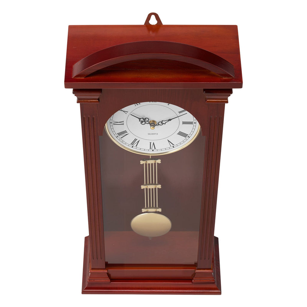 Grandfather Clock, 26.7 in Classic Vintage Pendulum Clock, Pine Wood & MDF Wall Clocks with Quartz Movement and Quiet Design, for Living Room, Bedroom, Home Decor & Gift (Cherry Tone Finish)