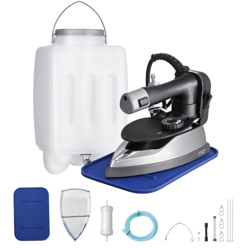 Gravity Feed Steam Iron, 1000W Gravity Feed Iron with 3.5 L Large Capacity Tank, Demineralizer Cartridges, Non-Stick Ironing Shoe, 5 Temperature Settings Industrial Electric Steam Iron Set