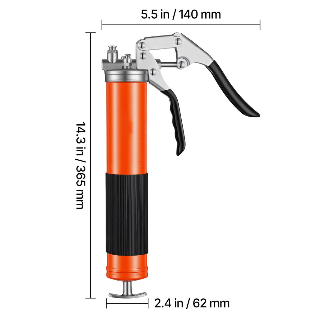 Grease Gun, 8000 PSI, Pistol Grip Grease Gun Kit with 14 oz Capacity, Includes 18-Inch Flex Hose, Double Handle Grease Coupler, Extension Rigid Pipe & Sharp Type Nozzle for Automotive, Marine