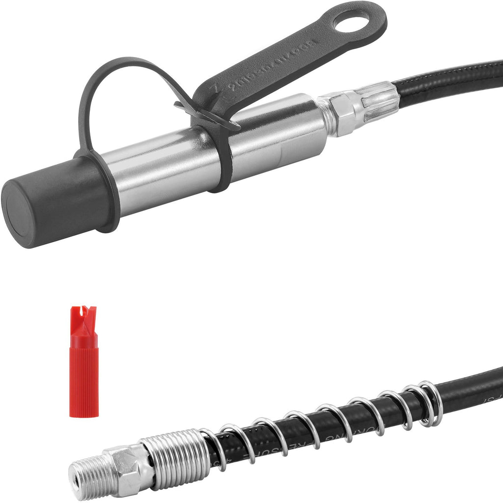 Grease Gun Coupler, 10000 PSI High Pressure, 3-Jaw Locking, Quick Release Grease Gun Tip with Hose/Zerk Fittings Cleaner/Leak-Proof Cap, Compatible with All Grease Guns 1/8" NPT Grease Fittings