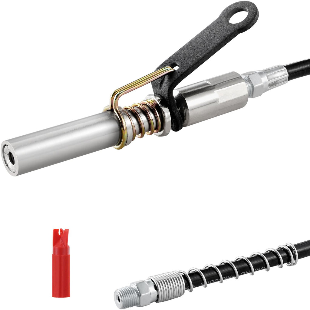 Grease Gun Coupler, 10000 PSI High Pressure, 6-Jaw Locking, Quick Release Grease Gun Tip with Hose/Zerk Fittings Cleaner, Compatible with All Grease Guns 1/8" NPT Grease Fittings for Automobiles