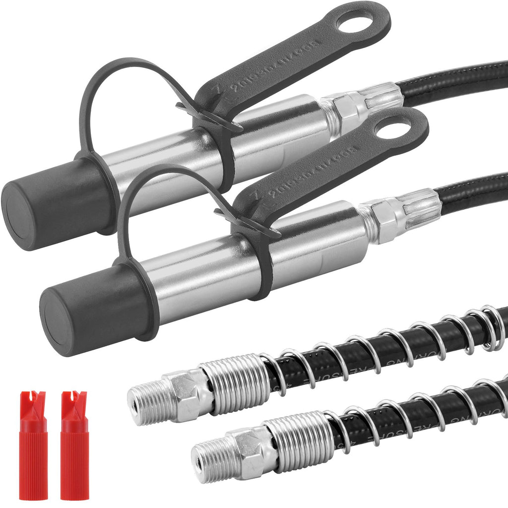 Grease Gun Coupler 2 PCS, 10000 PSI High Pressure, 3-Jaw Locking, Quick Release Grease Gun Tip with Hose/Zerk Fittings Cleaner/Leak-Proof Cap, Compatible with All Grease Guns 1/8" NPT Fittings