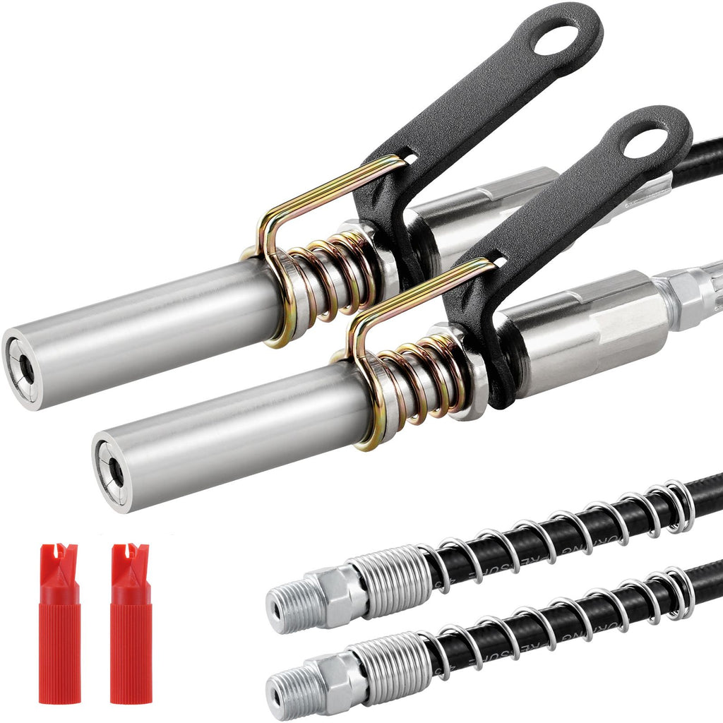 Grease Gun Coupler 2 PCS, 10000 PSI High Pressure, 6-Jaw Locking, Quick Release Grease Gun Tip with Hose/Zerk Fittings Cleaner, Compatible with All Grease Guns 1/8" NPT Fittings for Automobiles