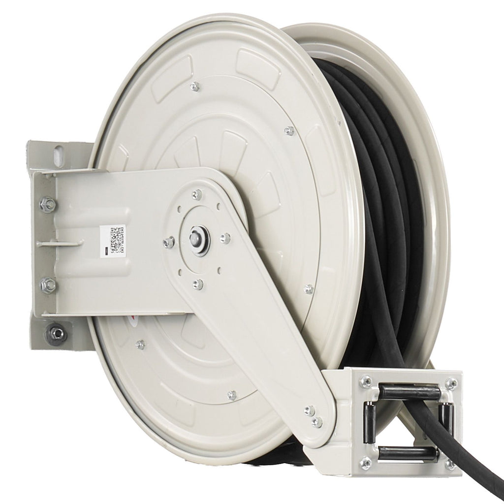 Grease Hose Reel, 1/4 in x 50 ft Retractable, Spring Driven Auto Swivel Rewind, Max 10152 PSI, Heavy-Duty Carbon Steel Construction with Steel Wire Braided Hose, for Lube, Grease, Hydraulic Oil