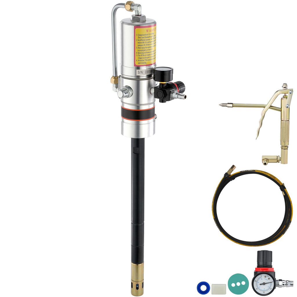 Grease Pump, 50:1 Pressure Ratio Air Operated Grease Pump with 13 ft High Pressure Hose and Grease Gun, Pneumatic Grease Pump, Portable Lubrication Grease Pump with 360° Swivel Grease Gun Head