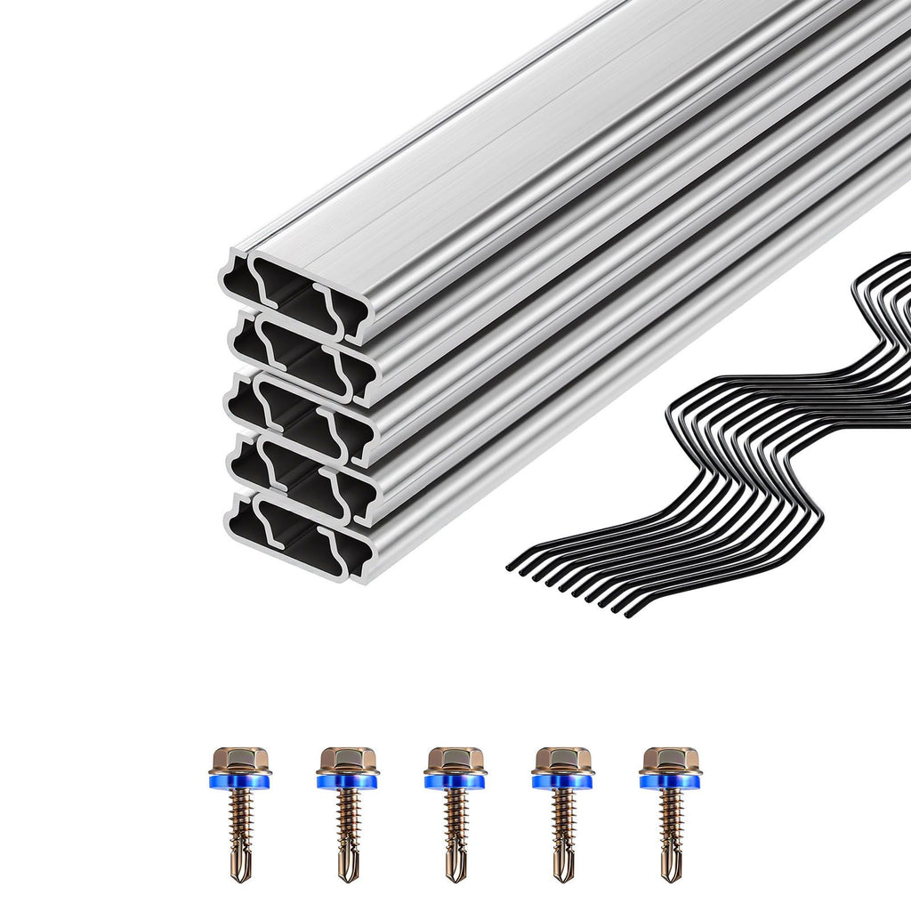 Greenhouse Spring Wire and Lock Channel, 10 Packs 6.56 ft PVC-Coated Wiggle Wire & Aluminum Alloy Channel Bundle Kit with Included Screws, 0.05 in Thickened, Poly Film & Shade Cloth Attachments
