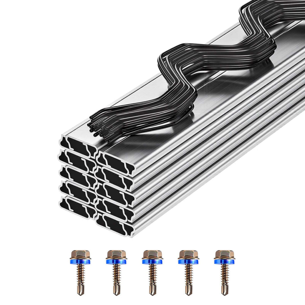 Greenhouse Spring Wire and Lock Channel, 20 Packs 6.56 ft PVC-Coated Wiggle Wire & Aluminum Alloy Channel Bundle Kit with Included Screws, 0.05 in Thickened, Poly Film & Shade Cloth Attachments