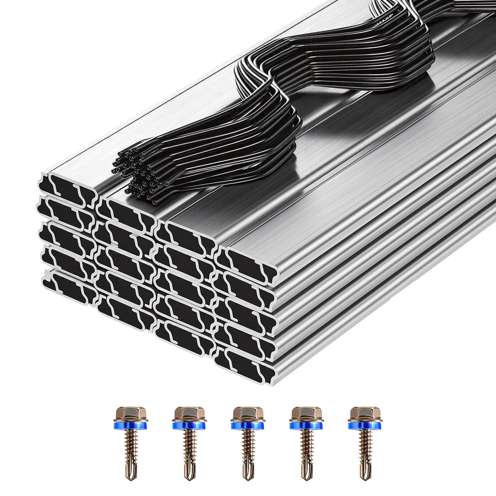 Greenhouse Spring Wire and Lock Channel, 40 Packs 6.56 ft PVC-Coated Wiggle Wire & Aluminum Alloy Channel Bundle Kit with Included Screws, 0.05 in Thickened, Poly Film & Shade Cloth Attachments