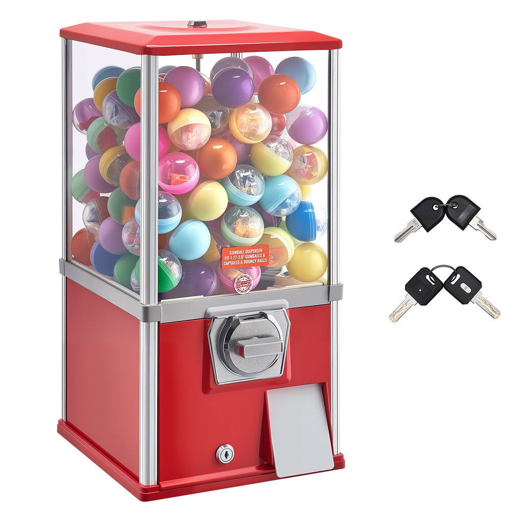 Gumball Machine, 21 inch Height Candy Vending Machine Dispenser, 25-Cent Vending Machines for Shopping Malls, Supermarkets, Amusement Parks, Arcades, Holds Up to 180 1.77 inch Spherical Candies