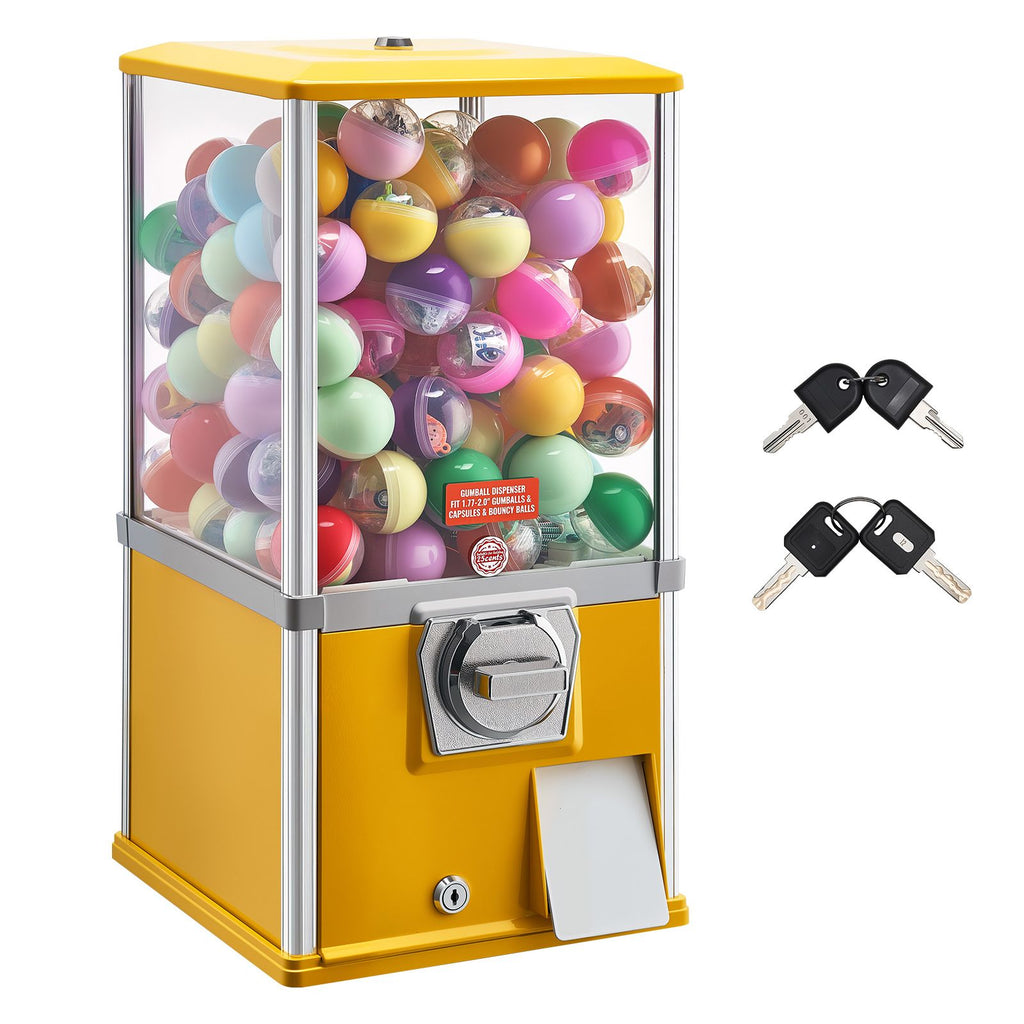 Gumball Machine, 21 inch Height Candy Vending Machine Dispenser, 25-Cent Vending Machines for Shopping Malls, Supermarkets, Amusement Parks, Arcades, Holds Up to 180 1.77 inch Spherical Candies
