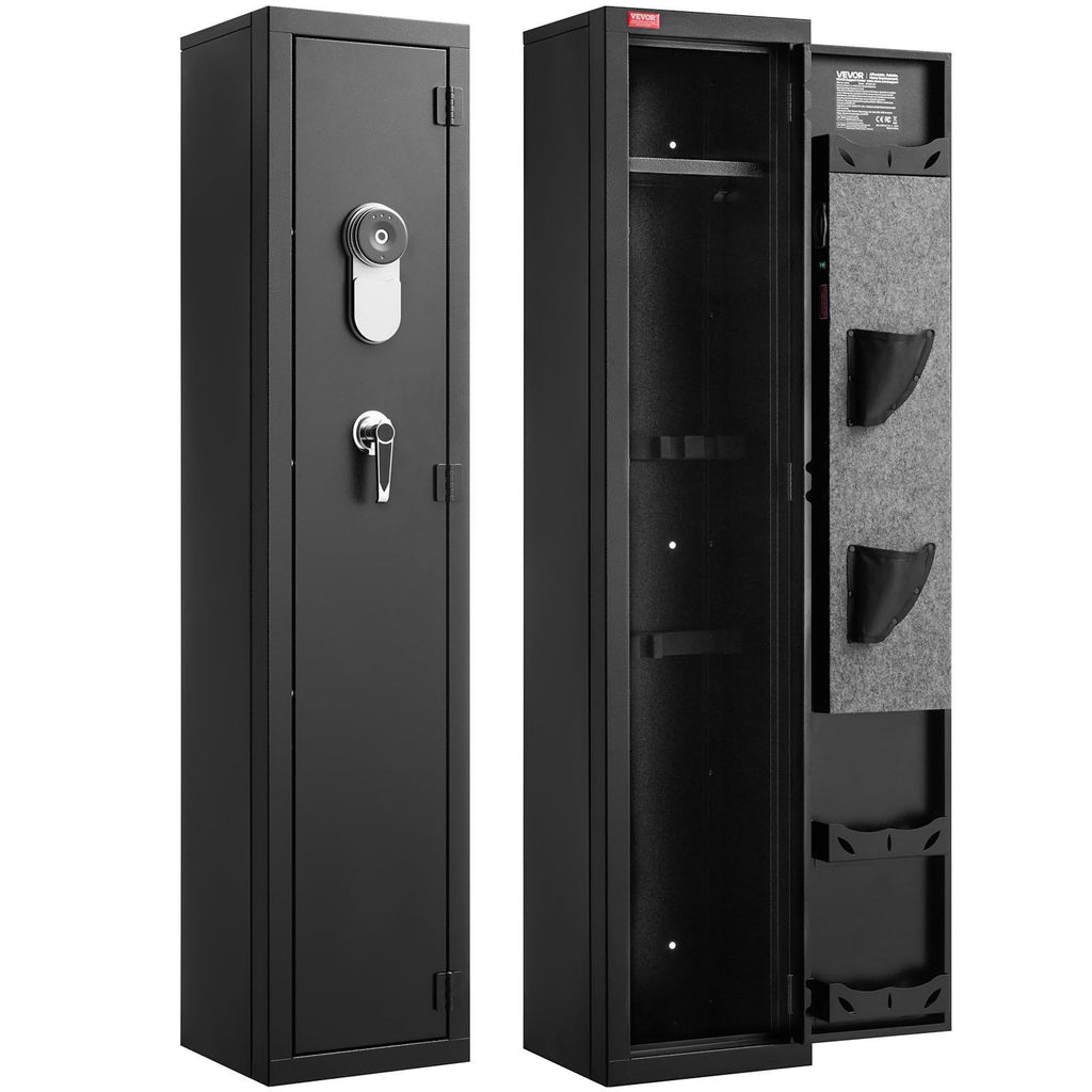 Gun Safe, Heavy Duty Cold-Rolled Steel Fireproof Rifle Cabinet with Fingerprint, Digital Keypad & Key, Large Long Gun Cabinet with Magazine and LED, Adjustable Racks for Rifles, Pistols, Shotgun